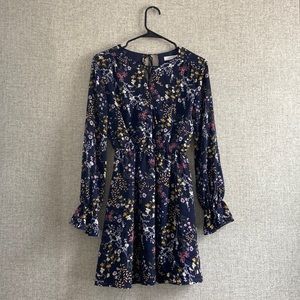 LUSH Navy Floral Flowy Chiffon Dress Size Small